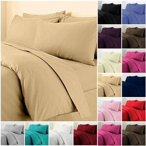 Plain Duvet Quilt Cover with Pillow Case Bedding S